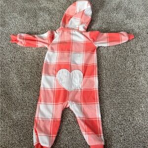 Carter's Coral Plaid Bodysuit with Heart